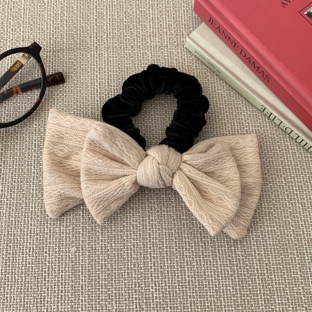 Women's Retro Knitted Bow Hair Claws & Ties Autumn Winter Beige Red Accessories