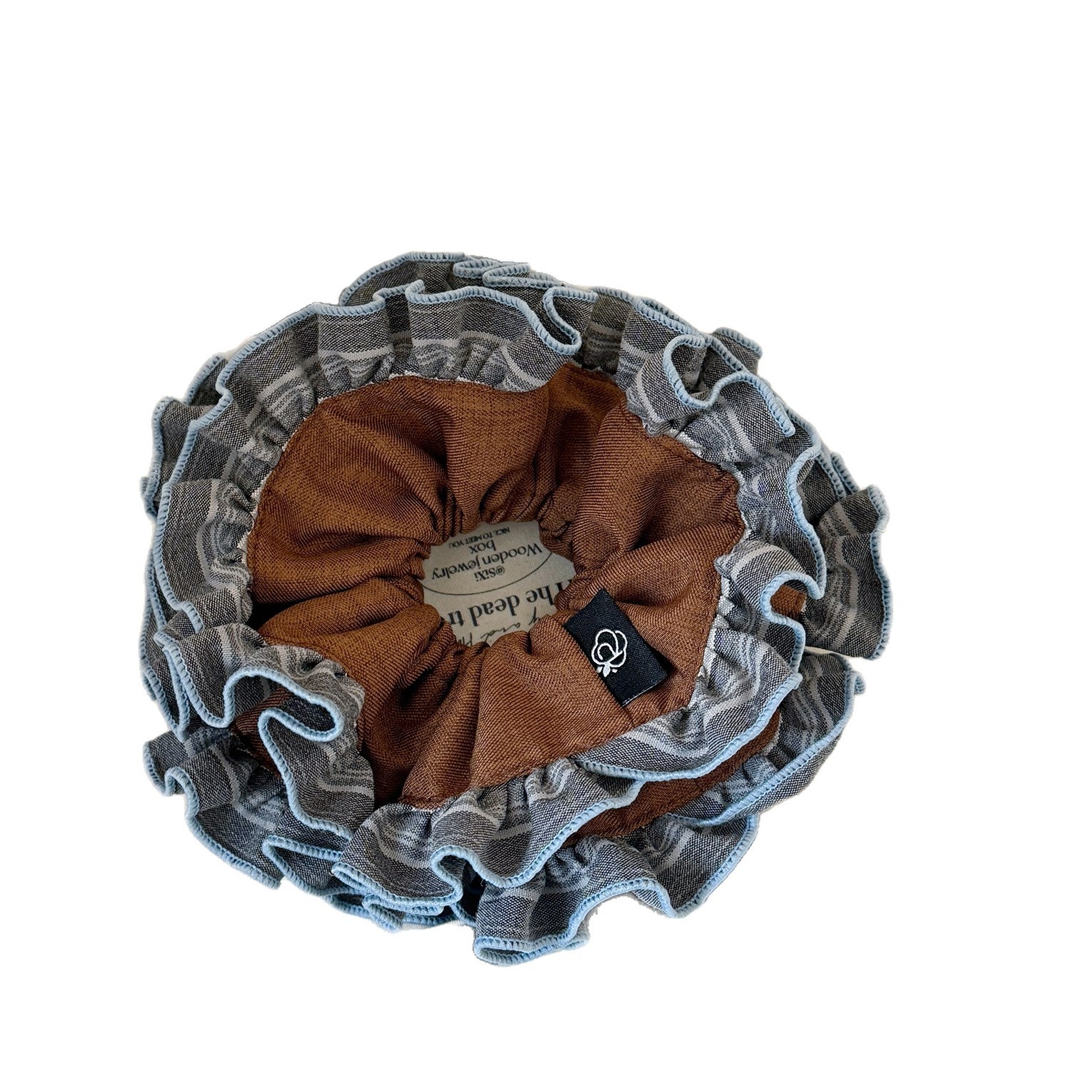 Women's Spring Summer Cloth Hair Scrunchies Blue Floral Pattern