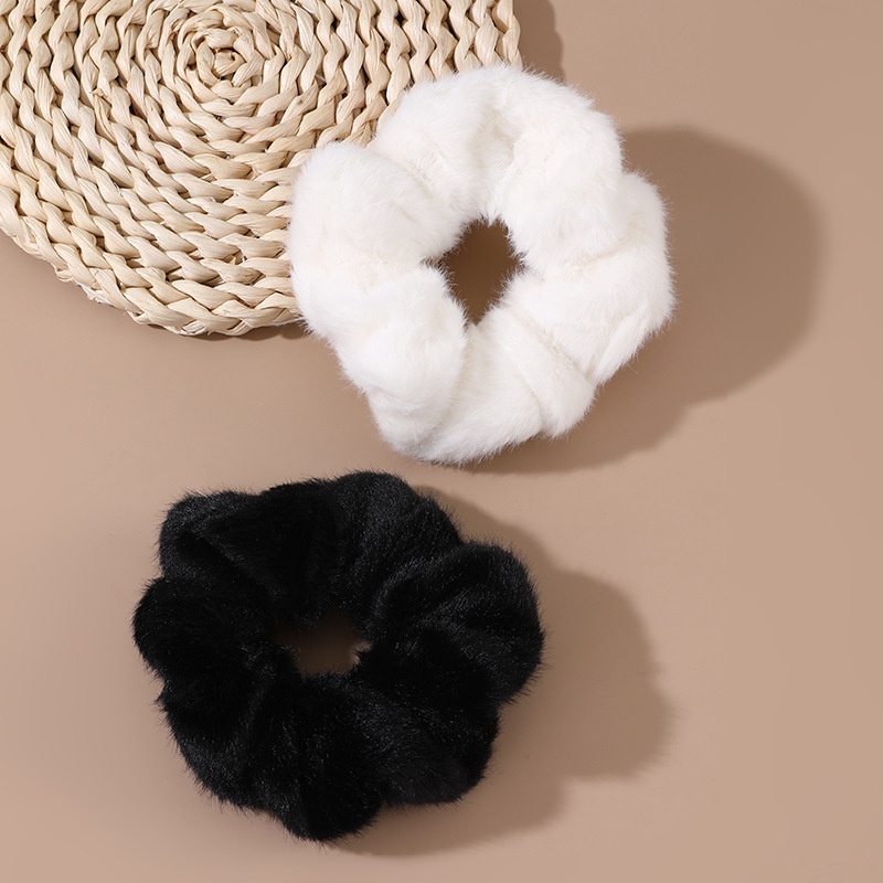 Women's Autumn Winter Velvet Large Scrunchie Hair Tie Solid Color