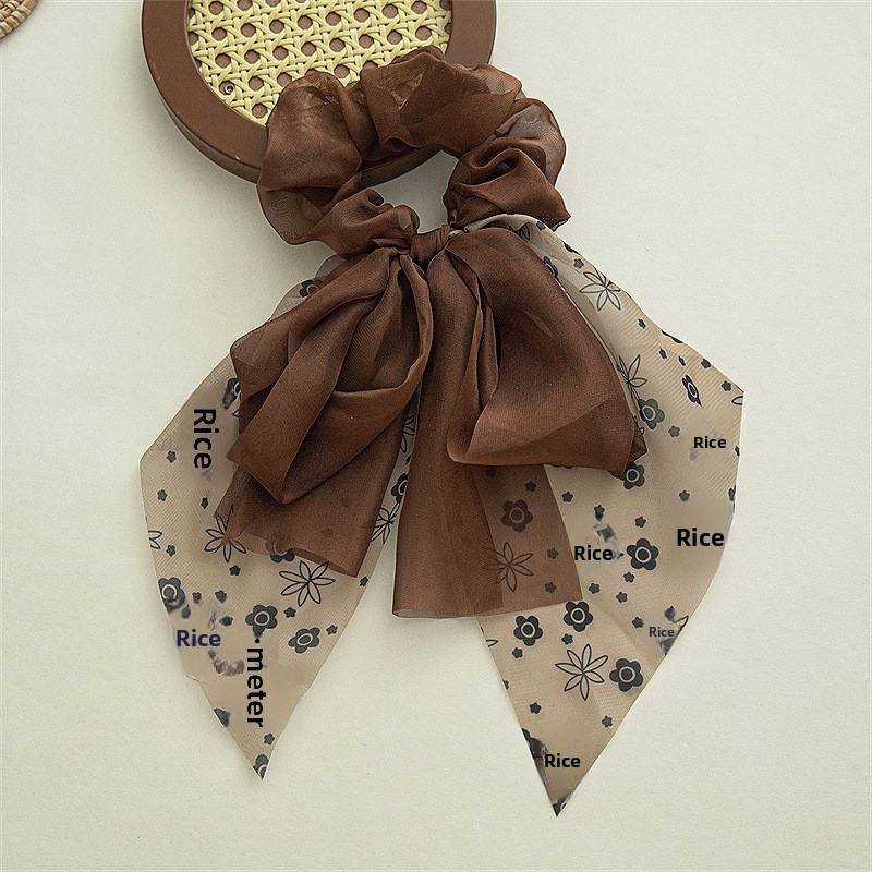Women's Summer Chiffon Bowknot Elastic Hair Band Coffee White Black