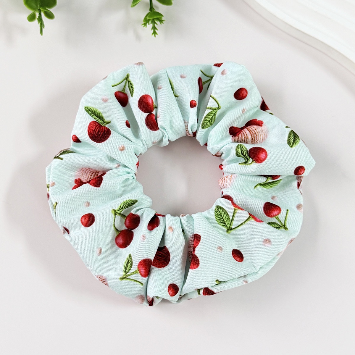 Women's Everyday Cloth Hair Tie Scrunchie Sweet Cherry Pattern