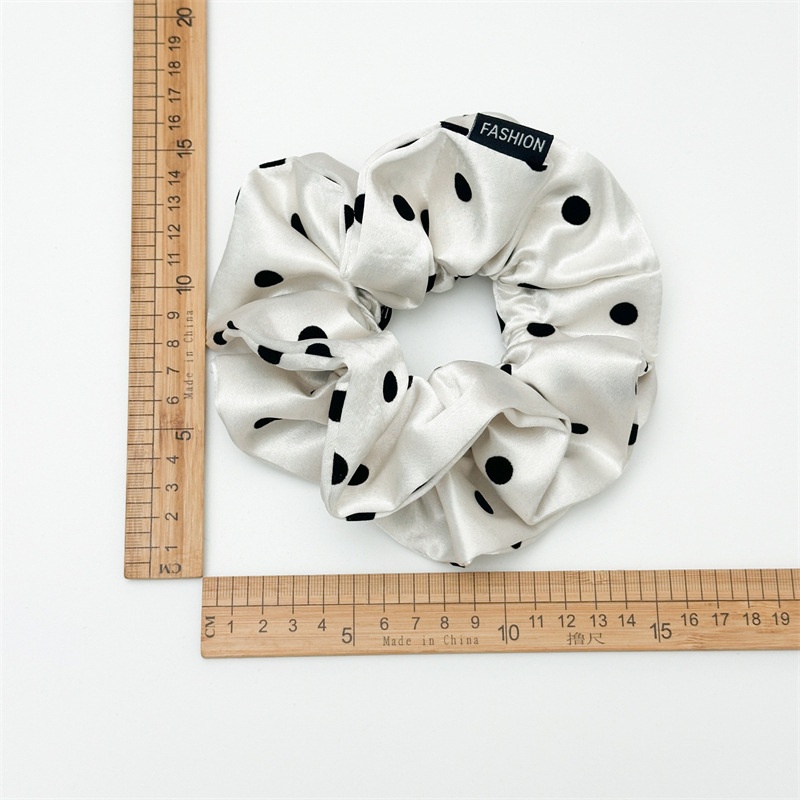 Women's Elegant Satin Polka Dot Hair Ties Stylish Flocking Bun Accessories