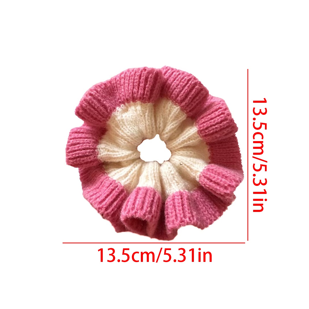 Women's Winter Knitted Lazy Bun Hair Scrunchie Color Block Pattern