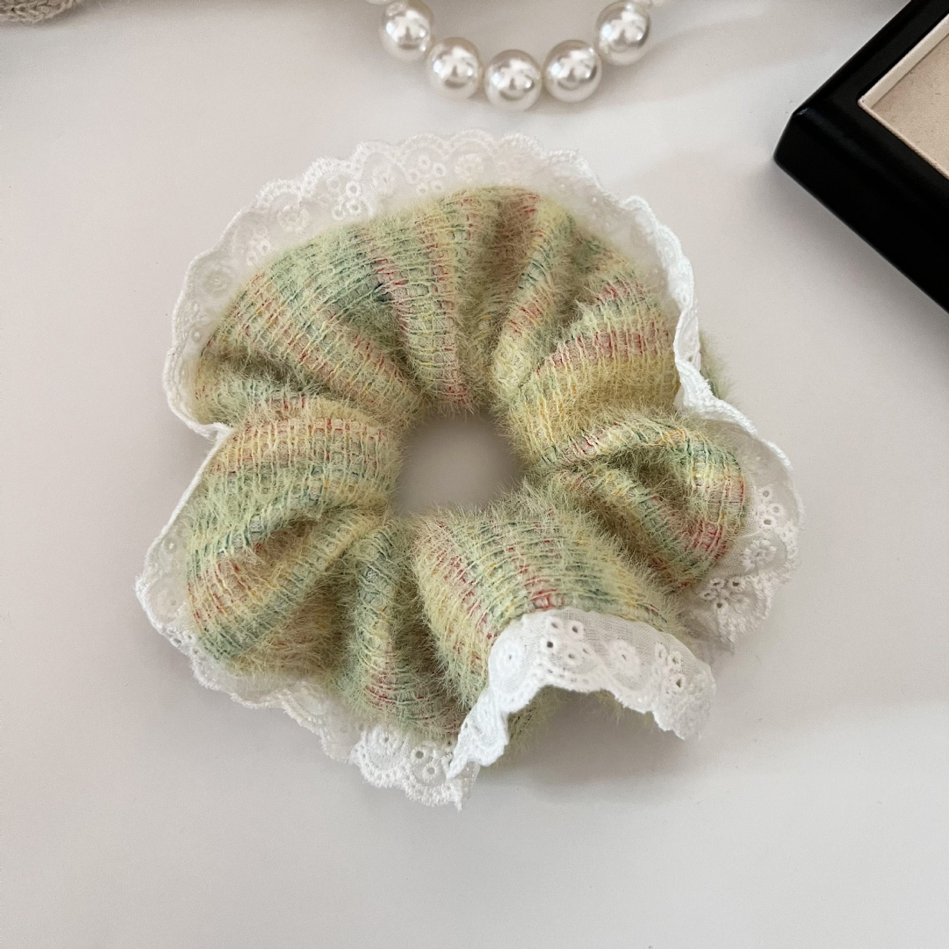 Large Fluffy Lace Edge Hairband Hair Bun Hairband Soft Elastic Hairband Hair Accessory