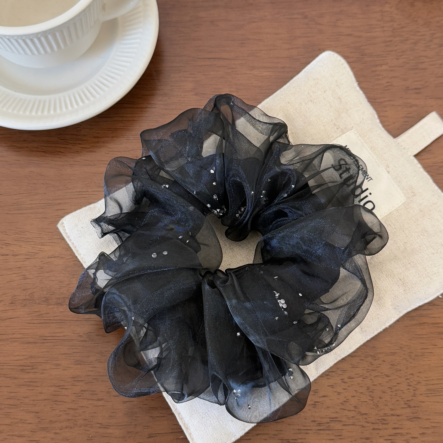 Women's Soft Gauze Elastic Hair Tie For Spring Styling Black