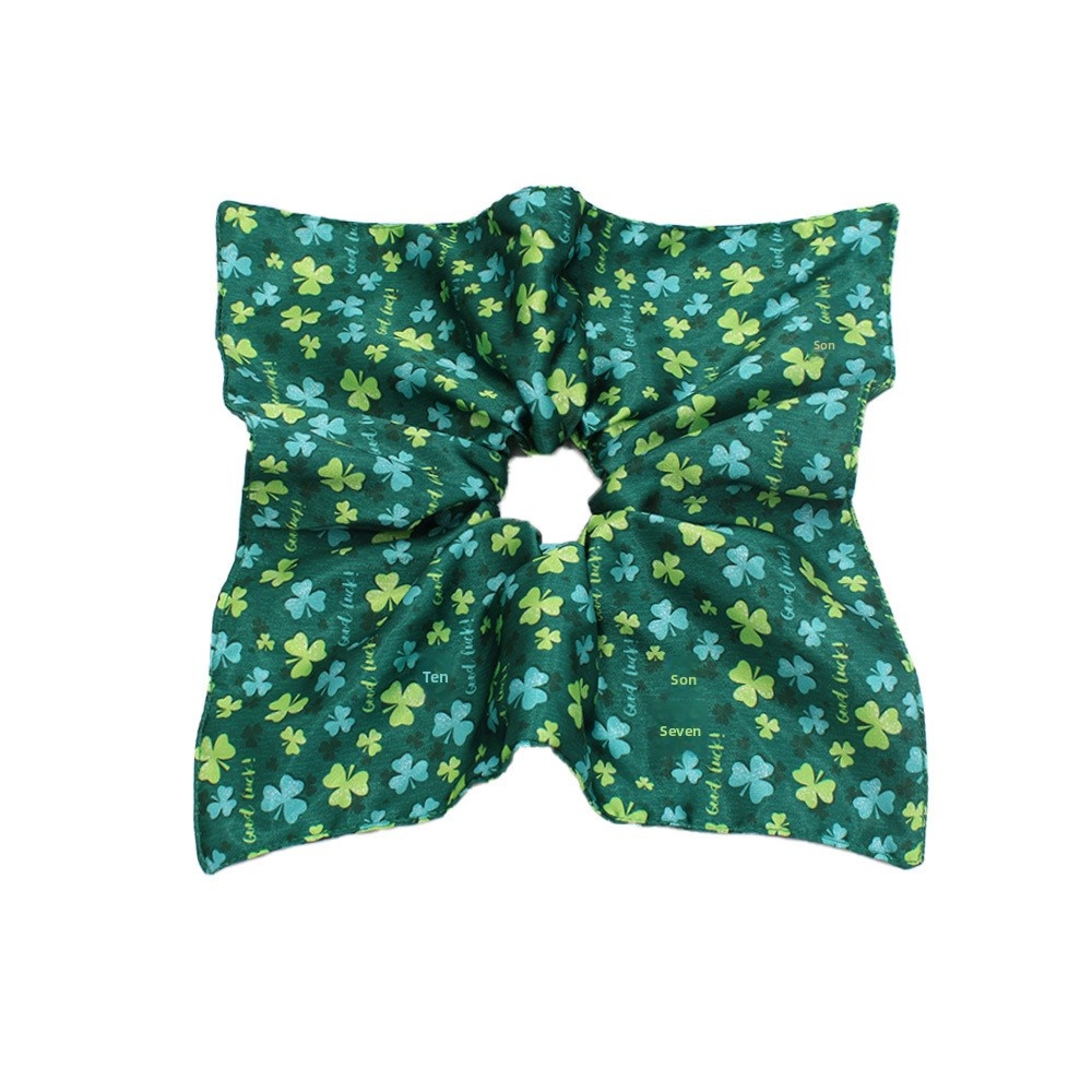 Women's St. Patrick's Cloth Hair Ties Green Shamrock Four-Leaf Clover