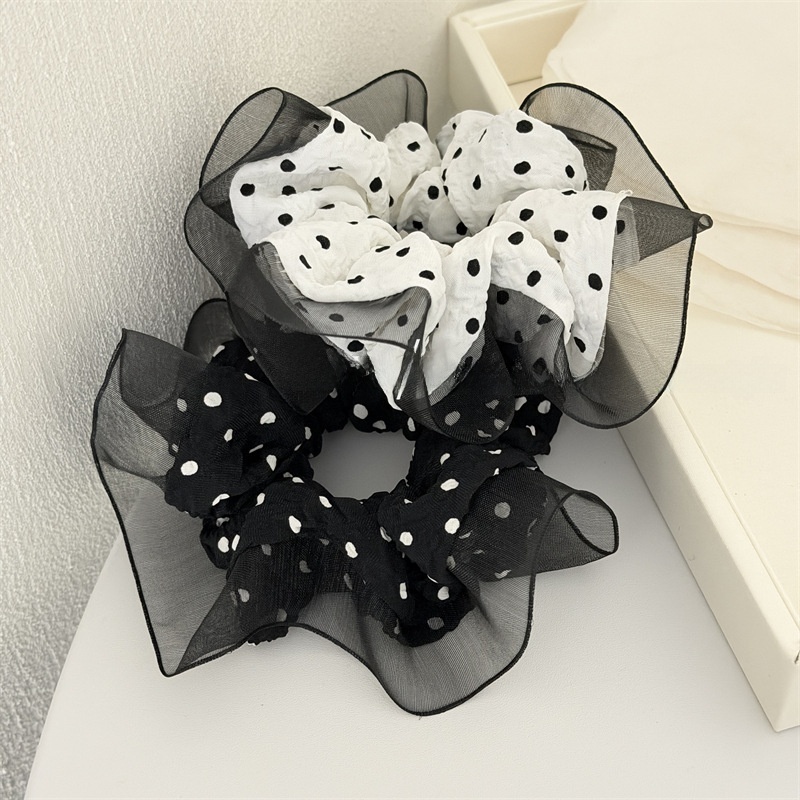 Women's Spring French Style Gauze Hair Tie Classic Polka Dots