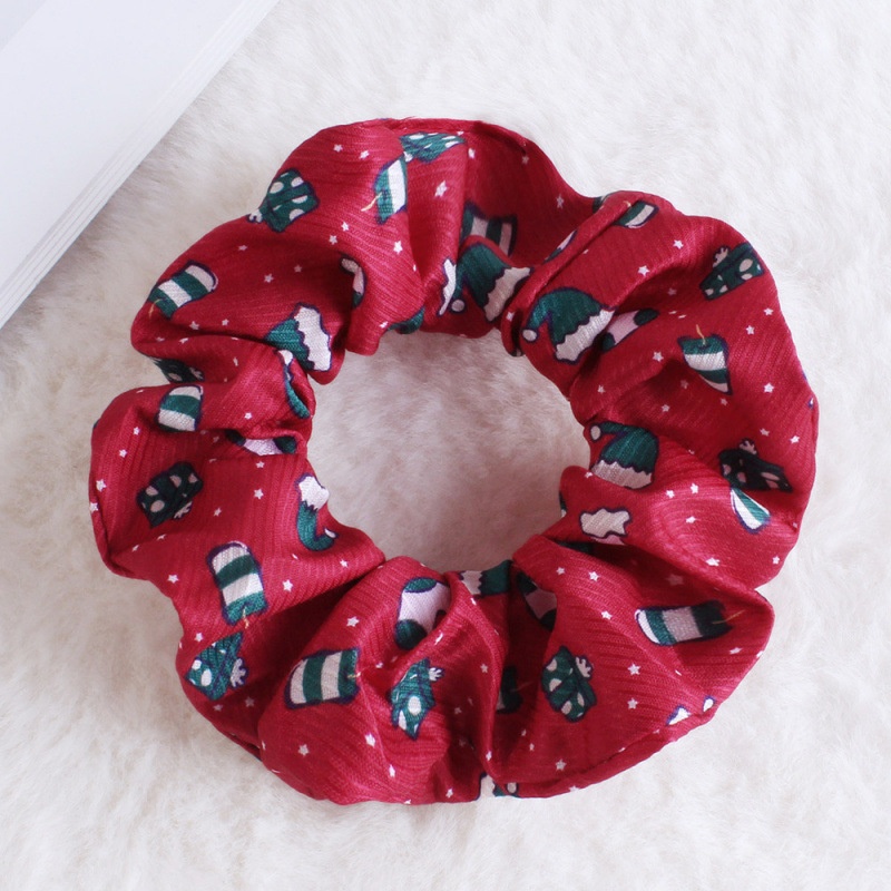 Unisex Holiday Cloth Hair Tie Scrunchie Christmas Snowman Pattern