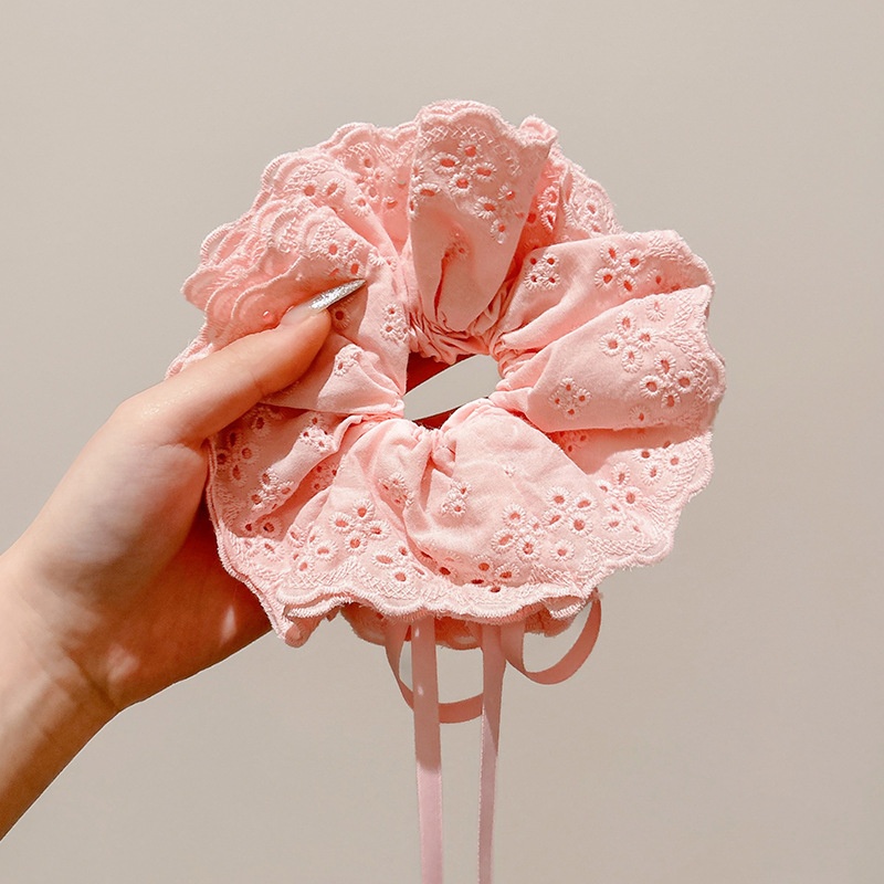 Women's Spring High-End Silky Pleated Pearl Streamer Large Hair Ring