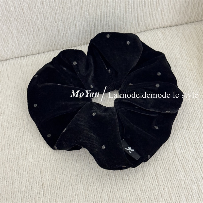 Women's Vintage Velvet Hair Ties For Autumn Winter Ponytails Polka Dot