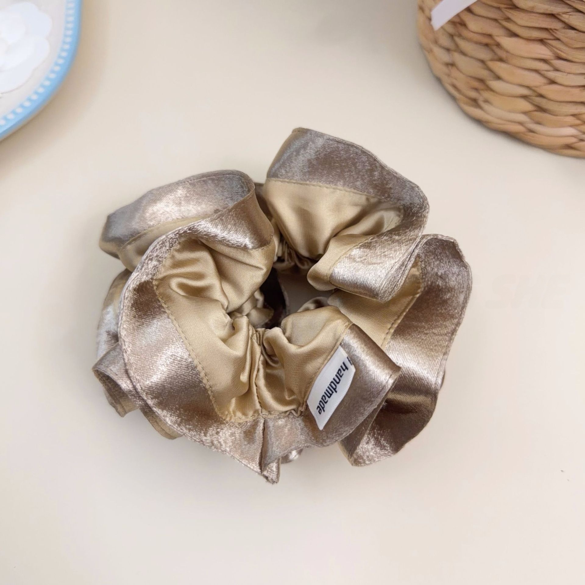 Women Girls Spring Summer Satin Bubble Braid Hair Rope Solid Pink