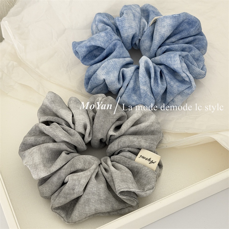 Women's Daily Wear Soft Cloth Retro Hair Tie Blue Grey Tie Dye