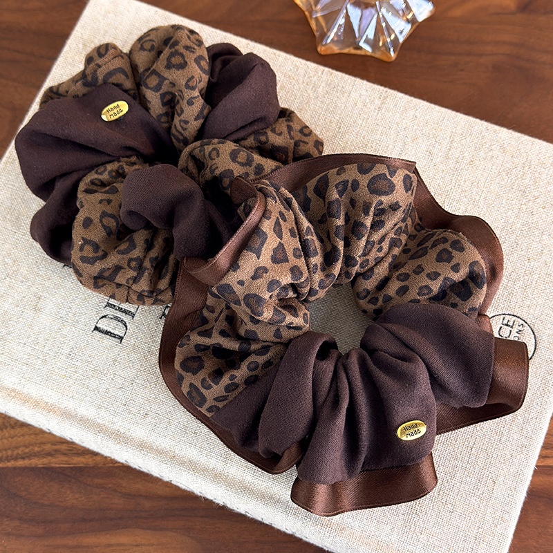 Women's French Style Soft Cloth Hair Scrunchie Leopard Print