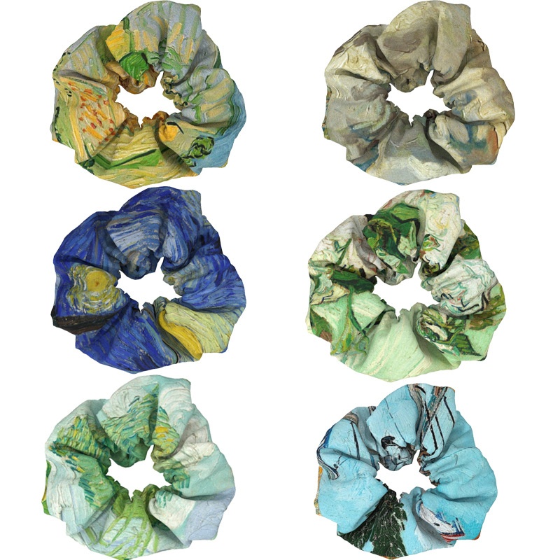 Women's Sweet Cloth Hair Ties Retro Van Gogh Floral Oil Painting