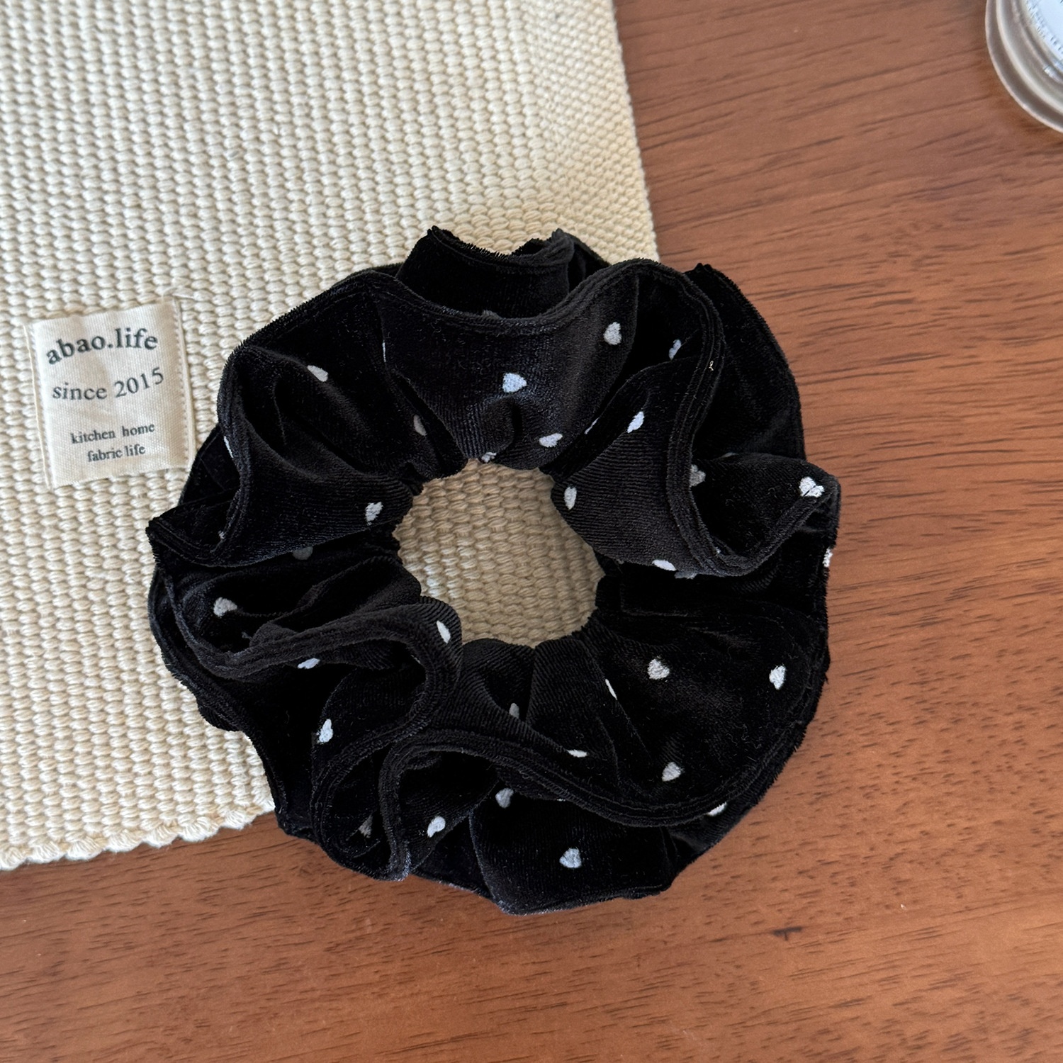Women's Elegant Velvet Polka Dot Hair Scrunchies Small Fragrance Style Ties