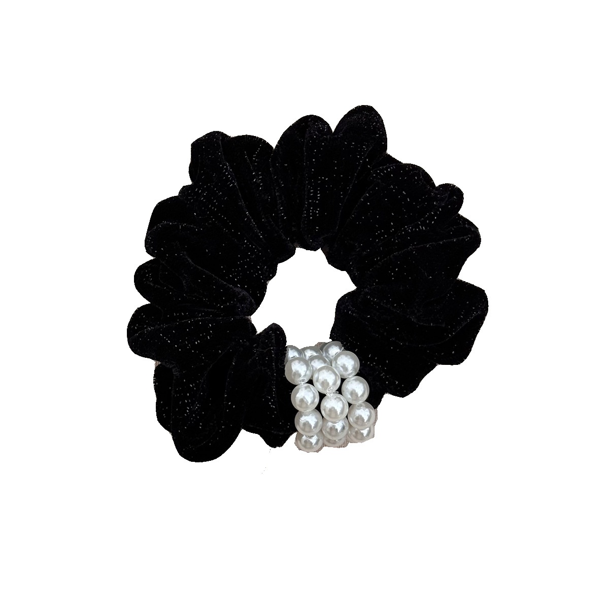 Handmade Pearl Velvet Shiny Autumn Winter Hairband Headband Multifunctional Elastic Hairband Princess