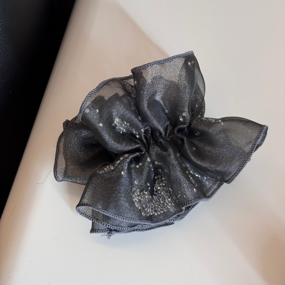 Women's Irregular Tulle Rhinestone Hair Tie in Elegant Coffee for Winter