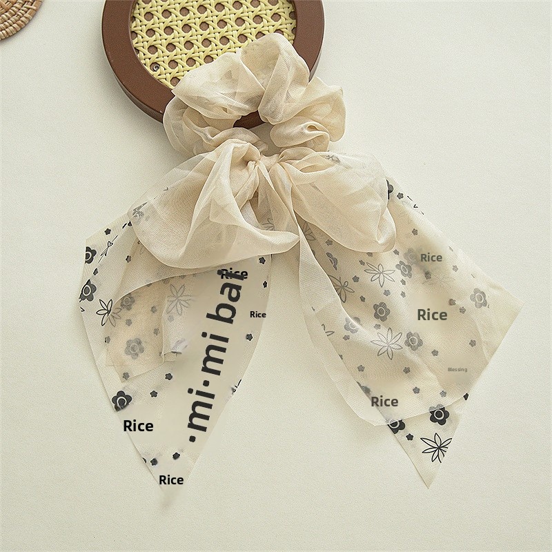 Women's Summer Chiffon Bowknot Elastic Hair Band Coffee White Black