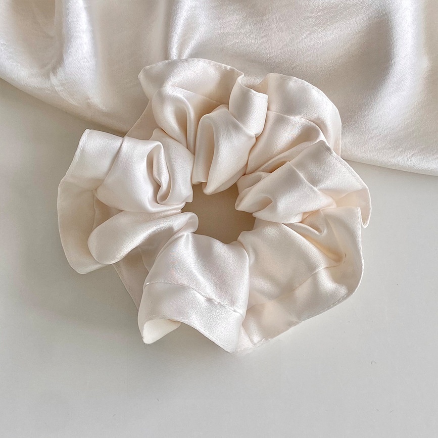 Women's Elegant Soft Satin Daily Hair Tie Scrunchie Solid Grey