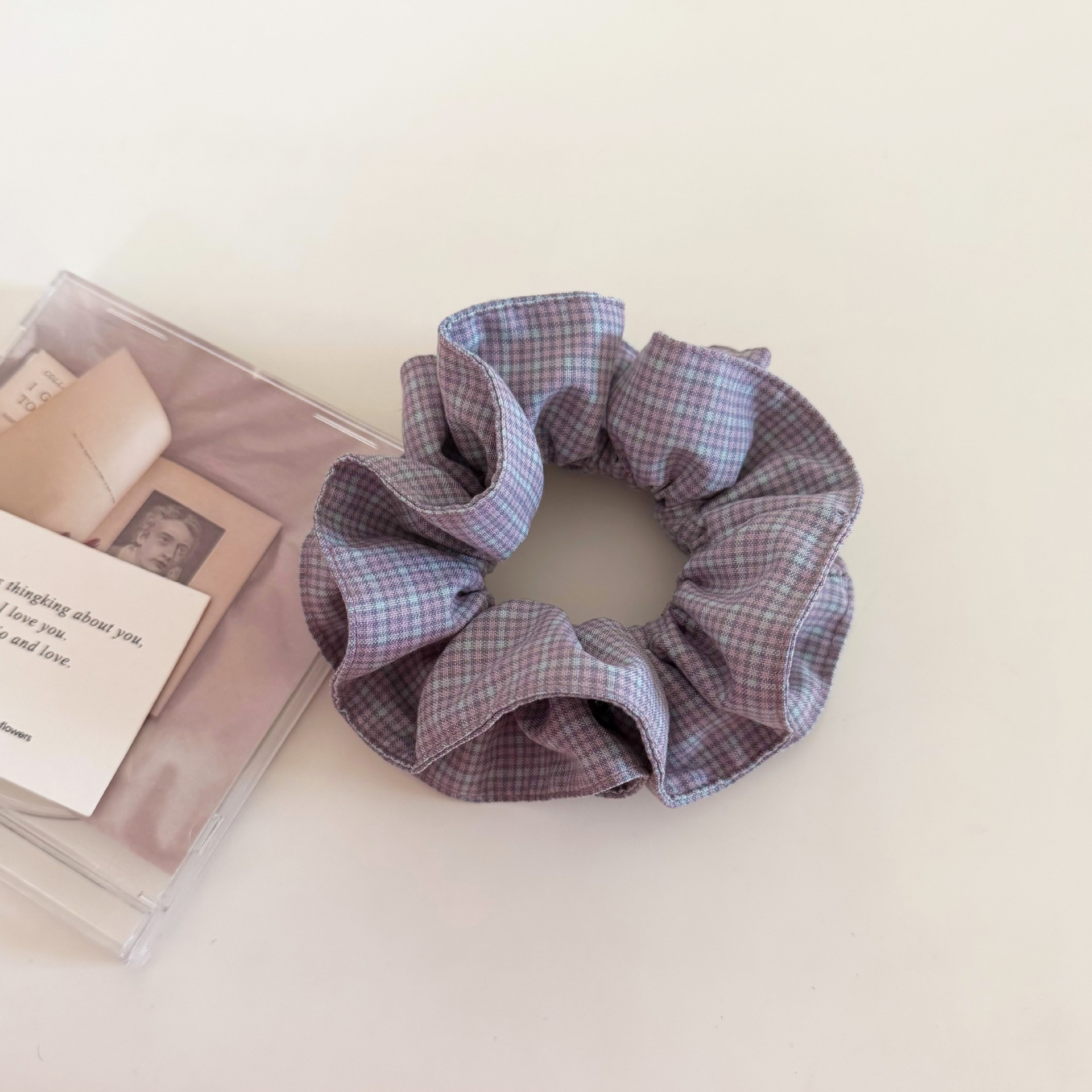 Women's Chic Cloth Hair Tie Scrunchie For Daily Wear Pink Plaid