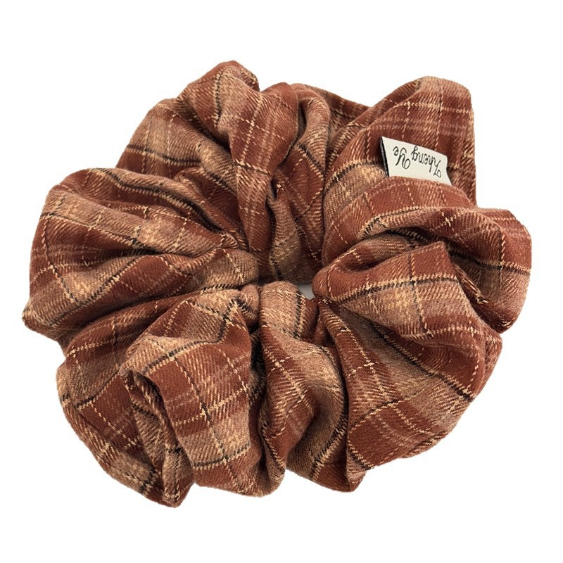 Women's Vintage Flannel Headband Simple Plaid Black White Blue Orange