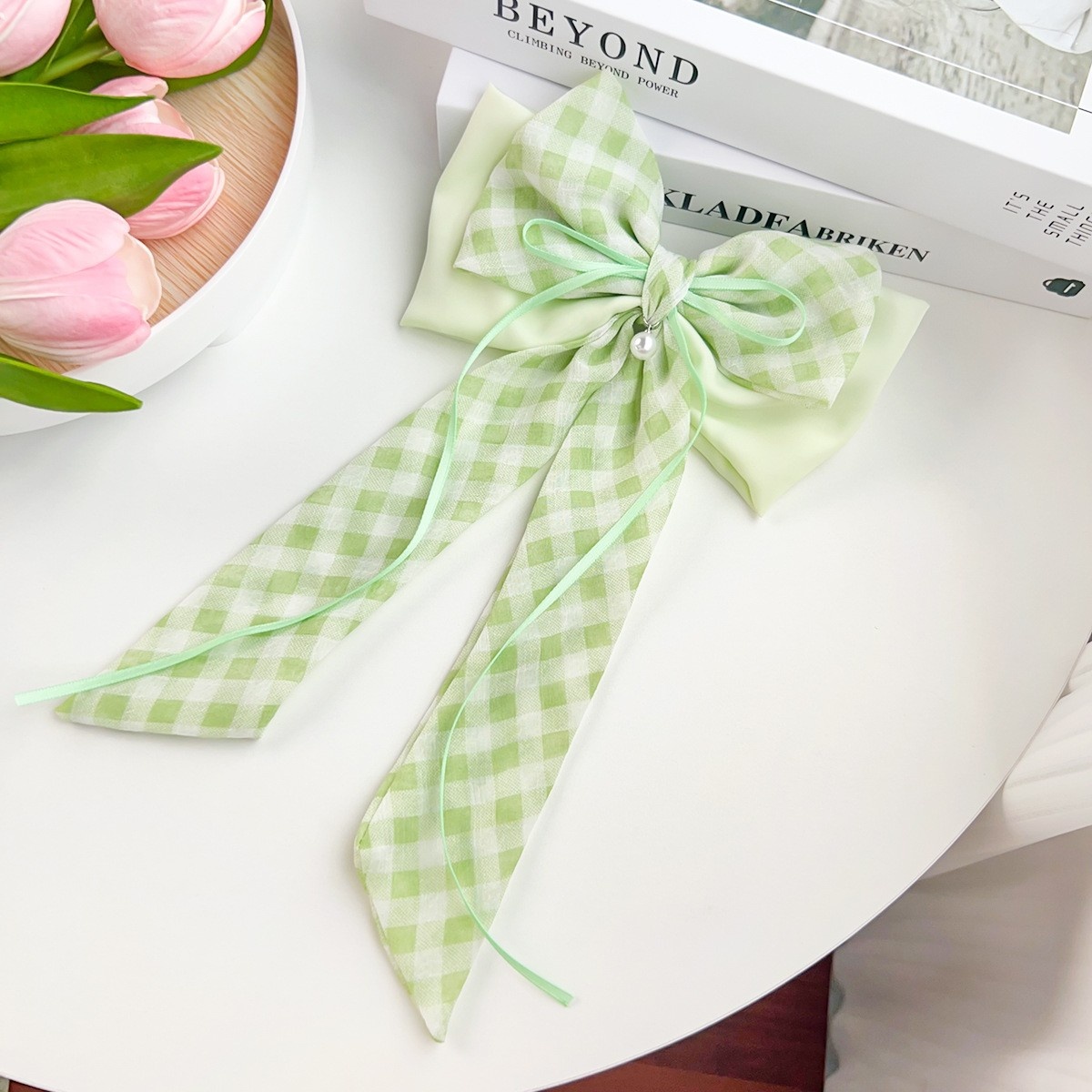 Women's Elegant Fabric Party Hair Ties Fresh Floral Grid Pattern