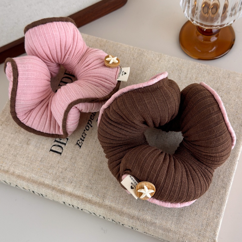 Women's 3D Cotton Filled Sleep Scrunchie Pink Brown Color-Block Starfish