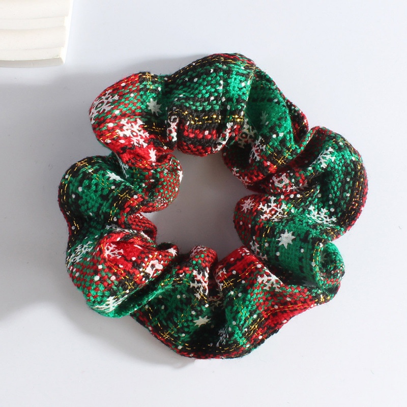 Unisex Holiday Cloth Hair Tie Scrunchie Christmas Snowman Pattern