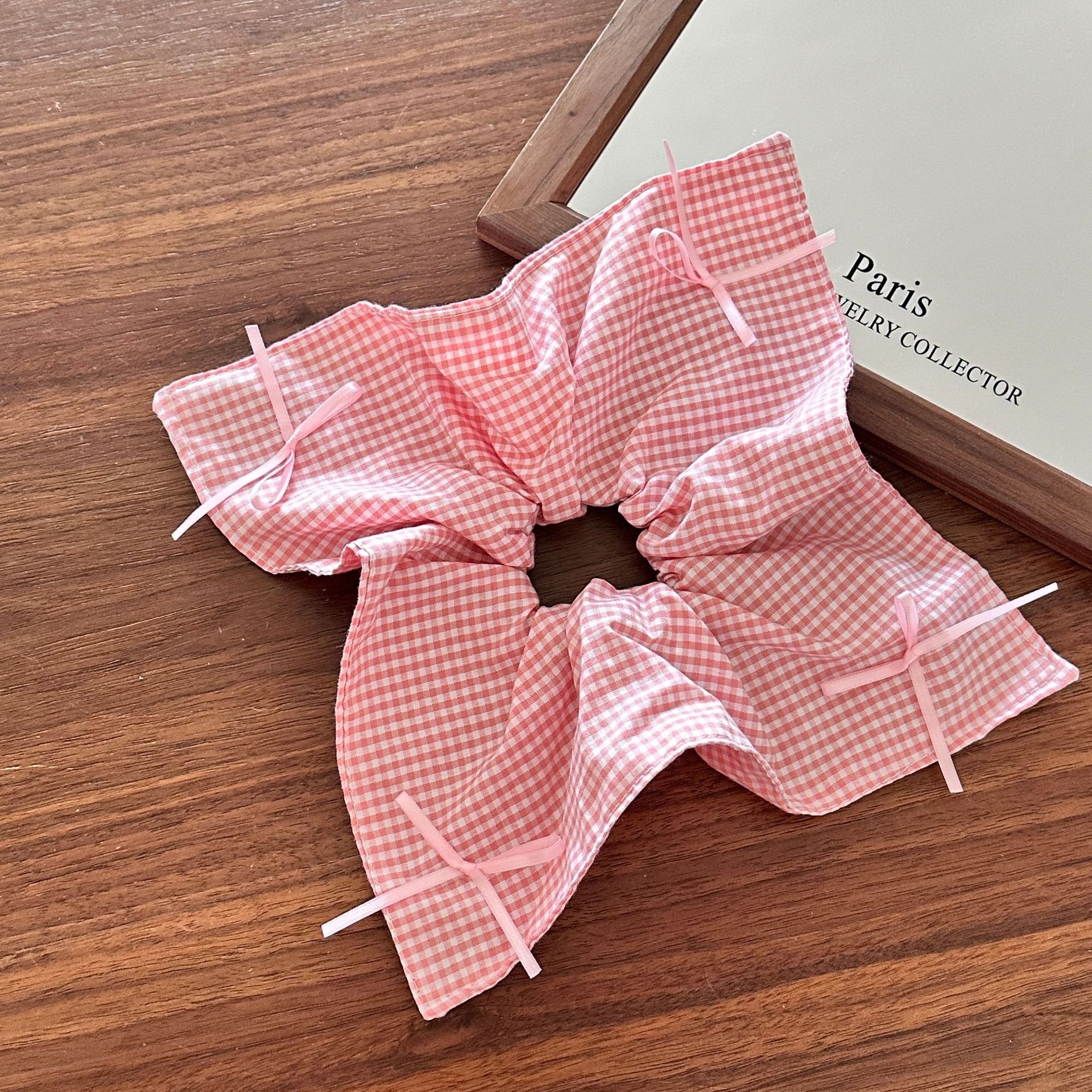 Girls Cloth Scarf Scrunchies Pastoral Fruit Hair Band Rose Red