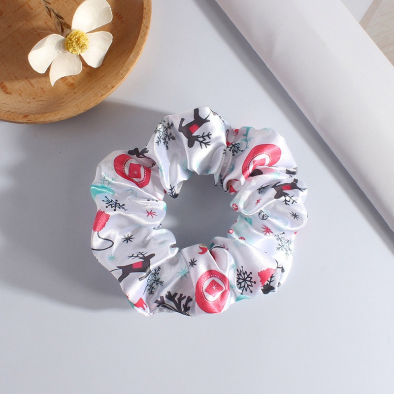 Unisex Holiday Cloth Hair Tie Scrunchie Christmas Snowman Pattern