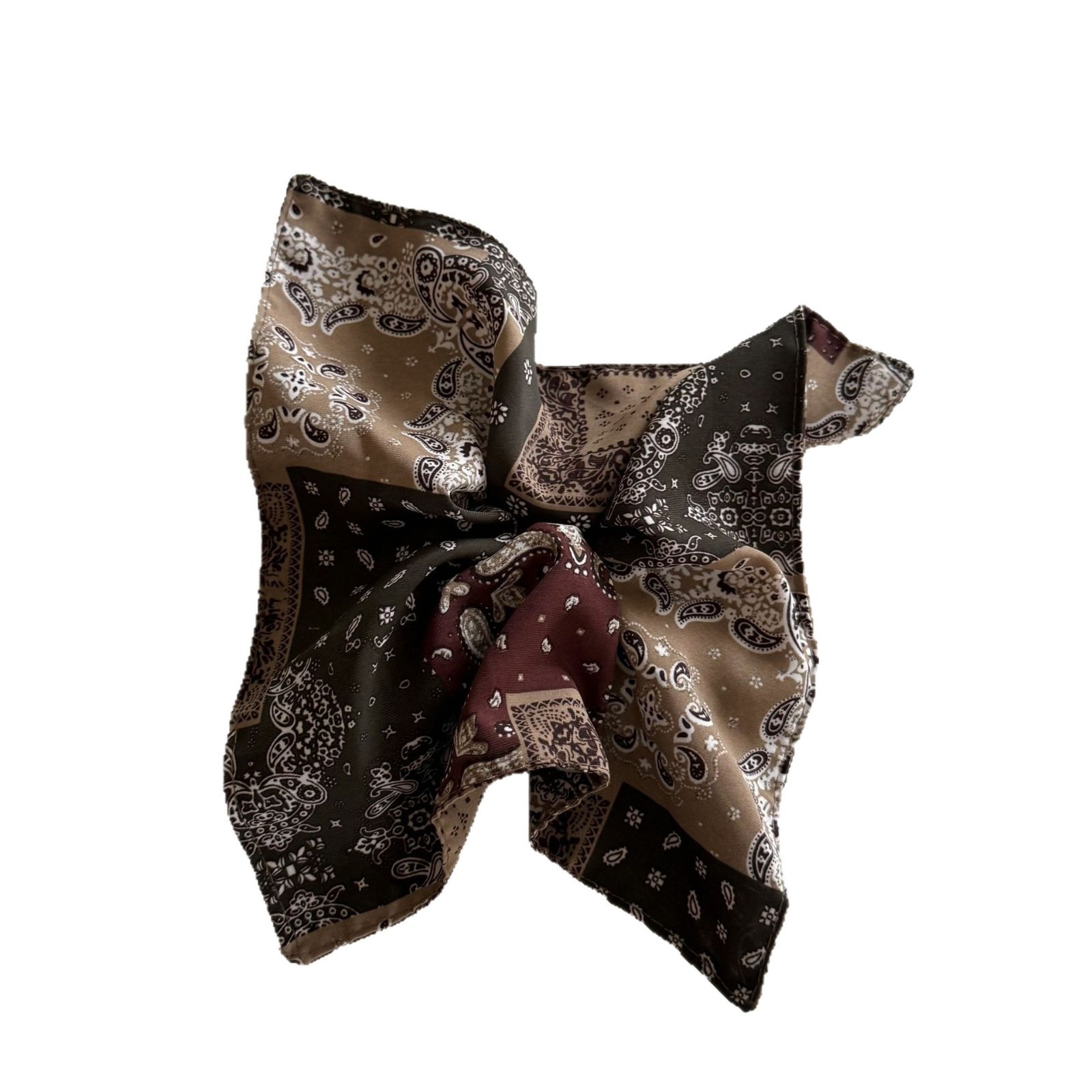 Women's Autumn Winter Cloth Hair Scrunchie Retro Grey Cashew Nuts Print
