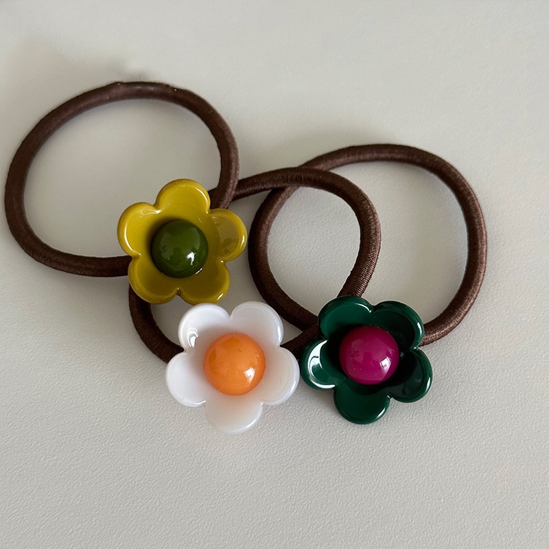 Women's Acetate Elastic Ponytail Holder Hairband Floral Pattern