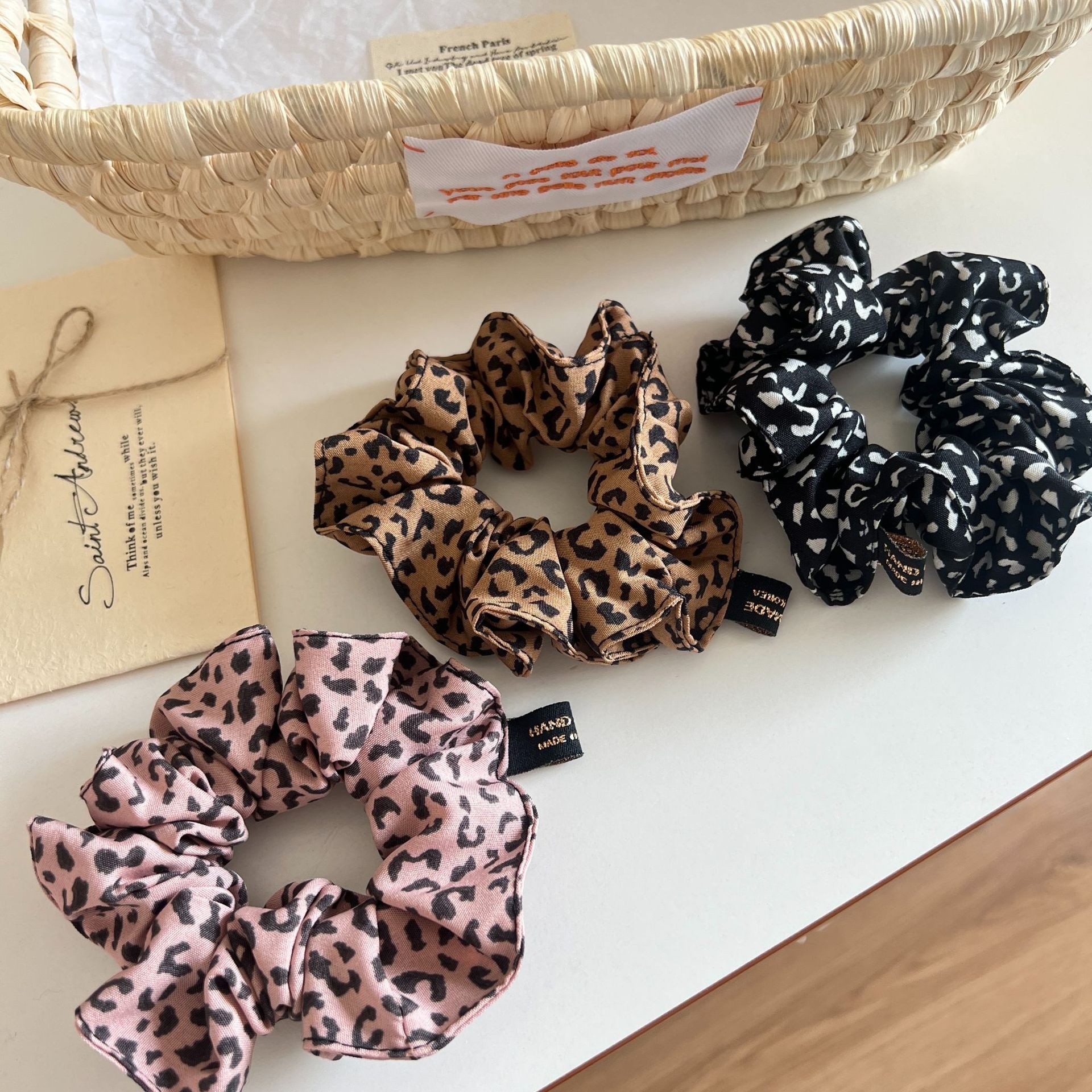 Women's Vintage Autumn Winter Fabric Elastic Hair Tie Leopard Print