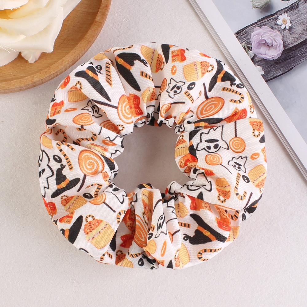 Women's Halloween Party Fabric Hair Scrunchies Colorful Skull Pattern