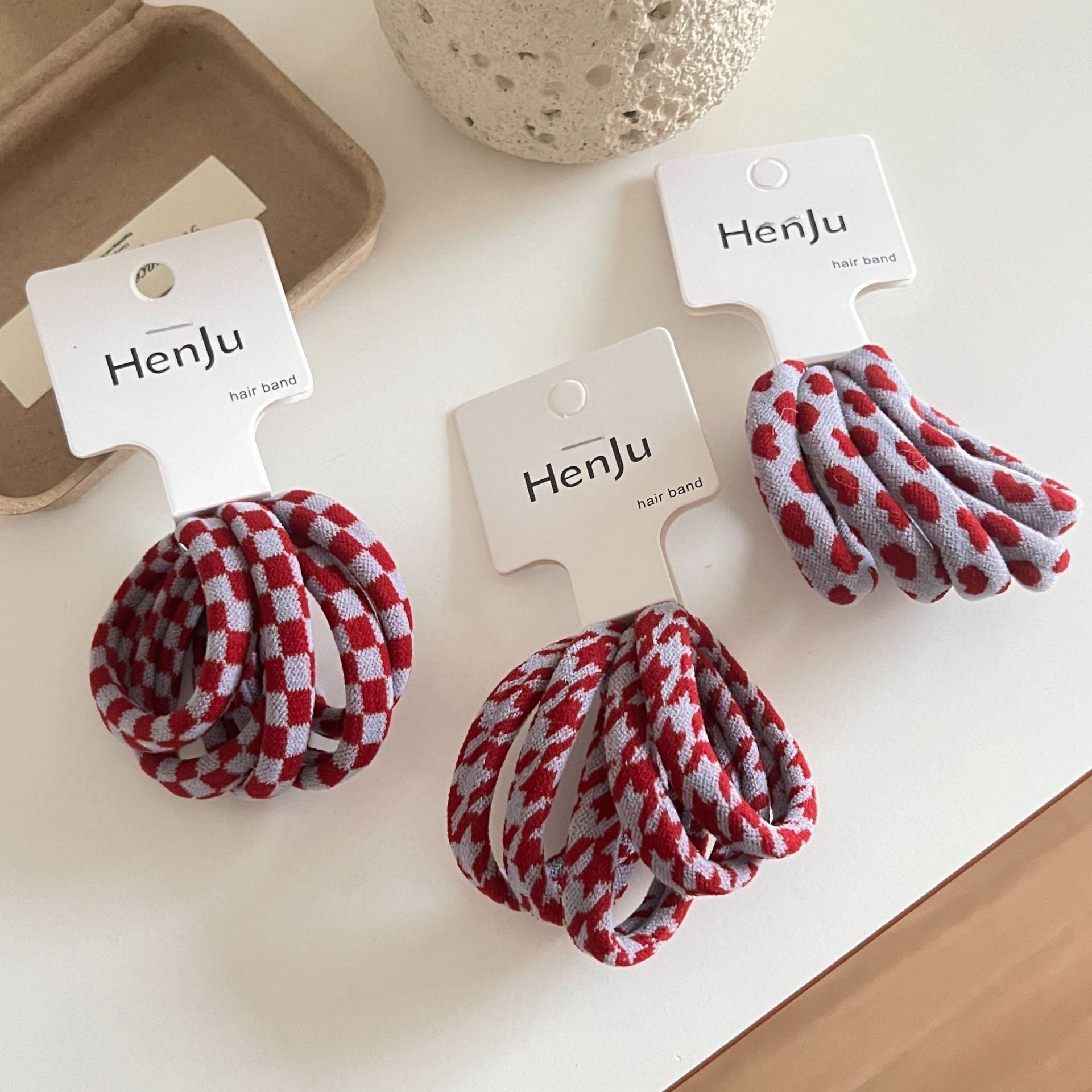 Women's Thickened Non-Damaging Cloth Hair Ties Plaid & Polka Dots