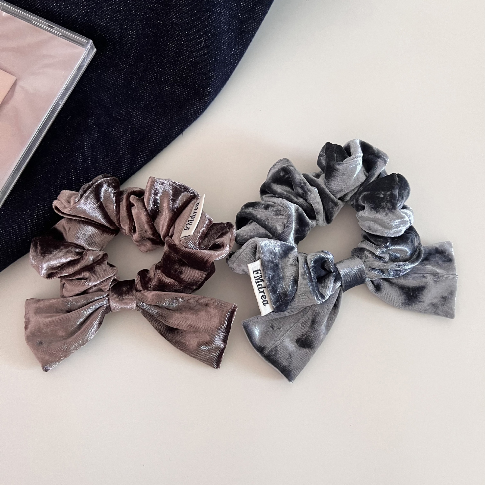 Women's Velvet Elastic Hair Tie Casual Low Ponytail Scrunchie Large Bow Knot