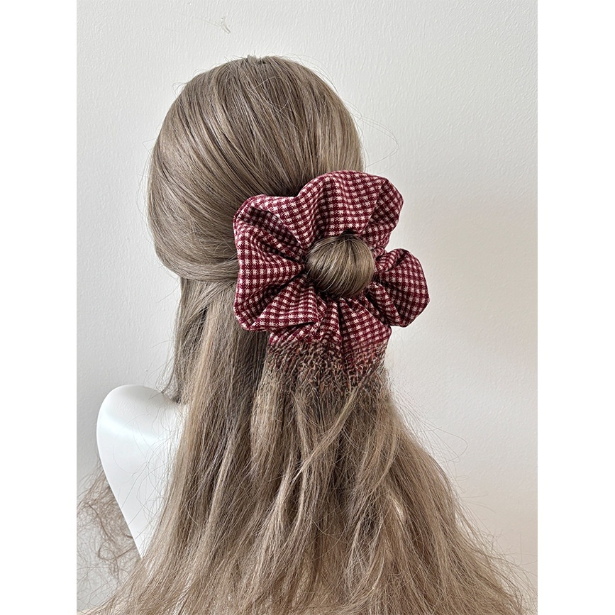 Women's Winter Woolen Hair Band New Year Accessory Red & White Plaid