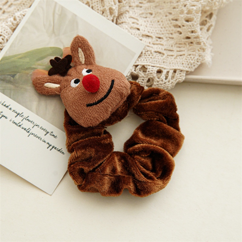 Women Girls Handmade Cloth Hair Tie Cute Cartoon Christmas Holiday Style