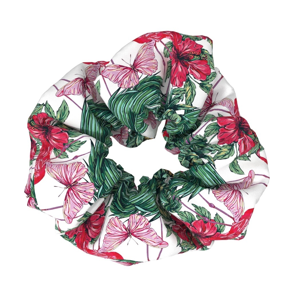 Women's Elegant Flamingo Fabric Hair Bands Sweet Versatile Cloth Scrunchies