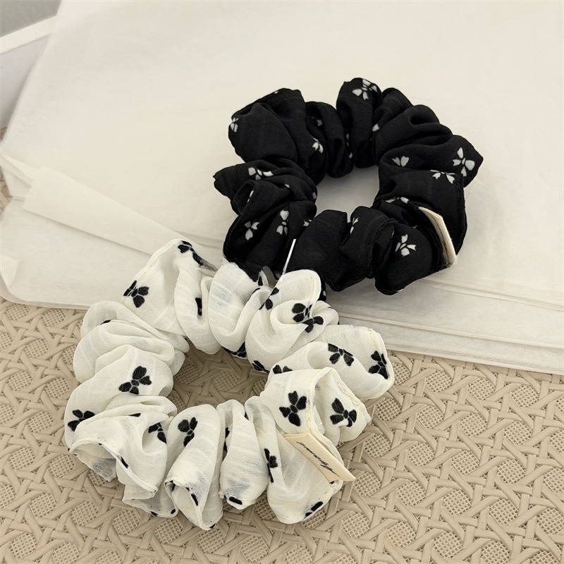 Women Girls Daily Elastic Cloth Bowknot Hairband Butterfly Black White