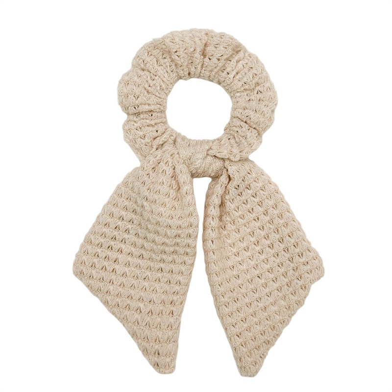 Women's Handmade Knitted Bow Hair Ties Simple Fresh Solid Polyester Bands