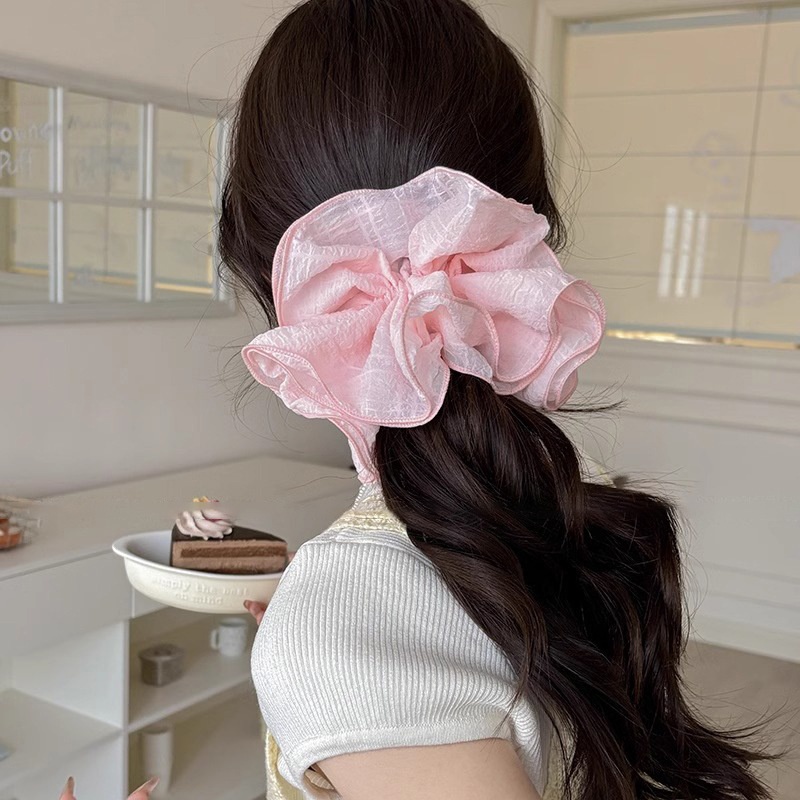 Women's Oversized Knitted Cloth Scrunchie Bun Hair Tie Taro Purple