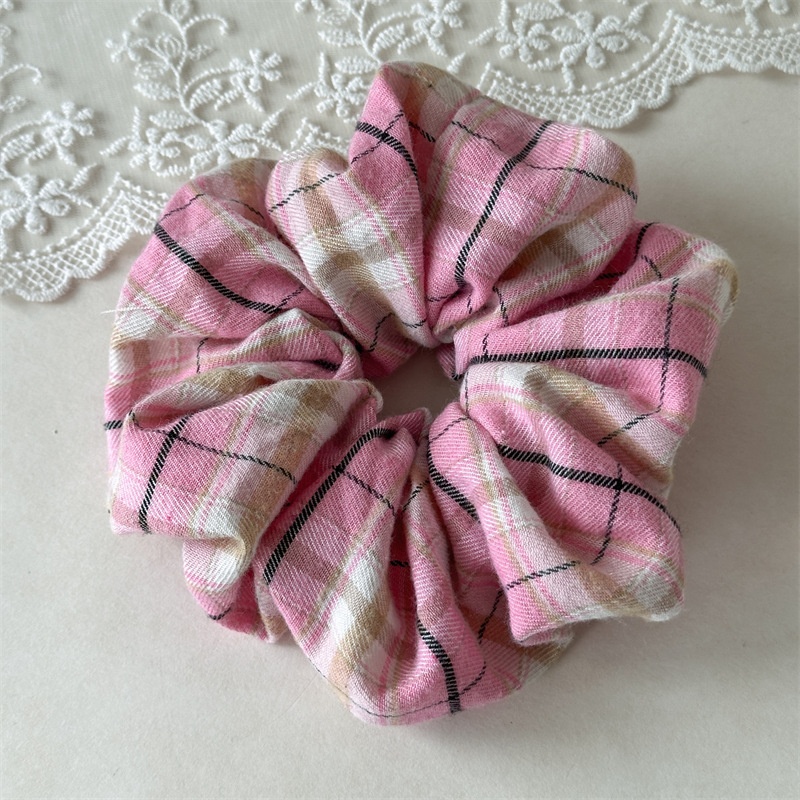 Women's Elastic Polyester Preppy Scrunchies Winter Plaid Hair Ties