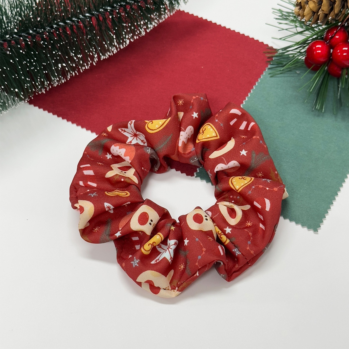 Women's Elastic Cloth Holiday Hair Tie Christmas Tree Snowman Candy Design