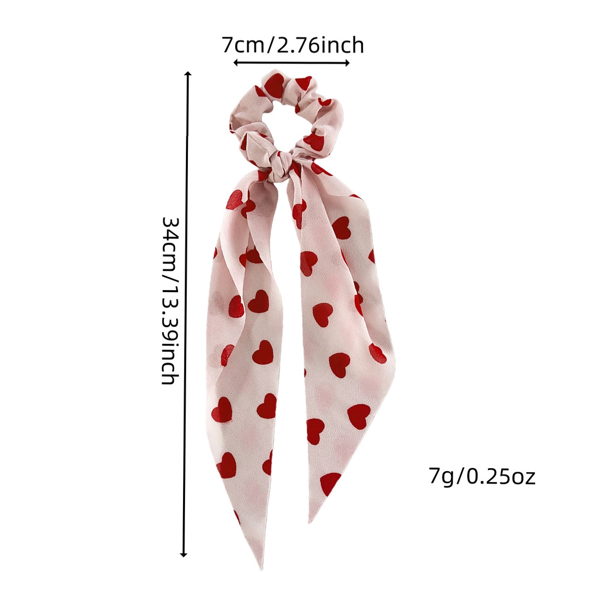 Women's Valentine Gauze Large Bowknot Hair Tie Sweet Heart Pattern
