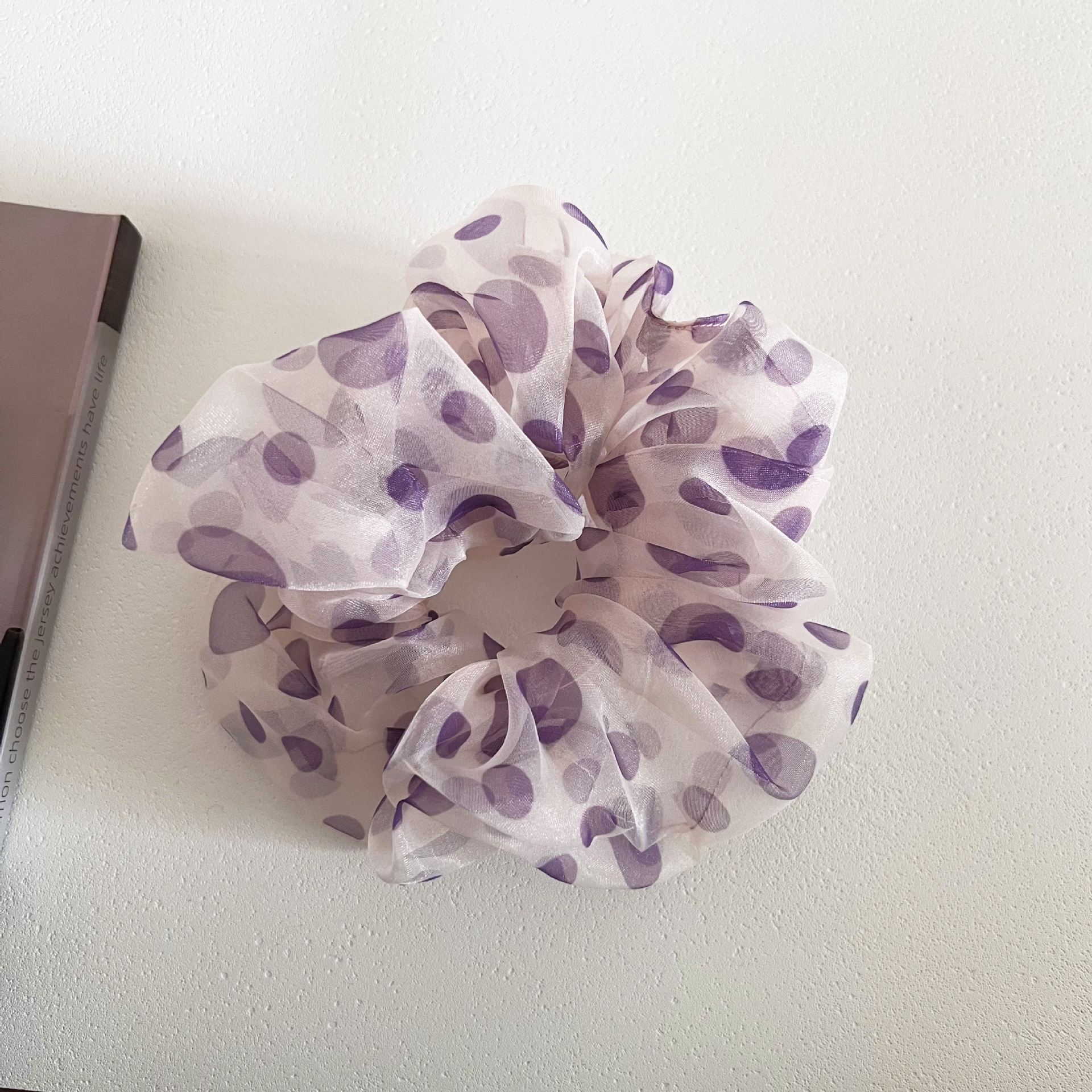 Women's Fairy Fluffy Gauze Pearl Bow Bun Hair Tie Solid Polka Dots