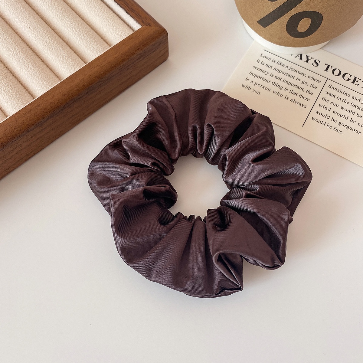 Women's Smooth Satin Scrunchie Hair Tie For Daily Wear Solid Black