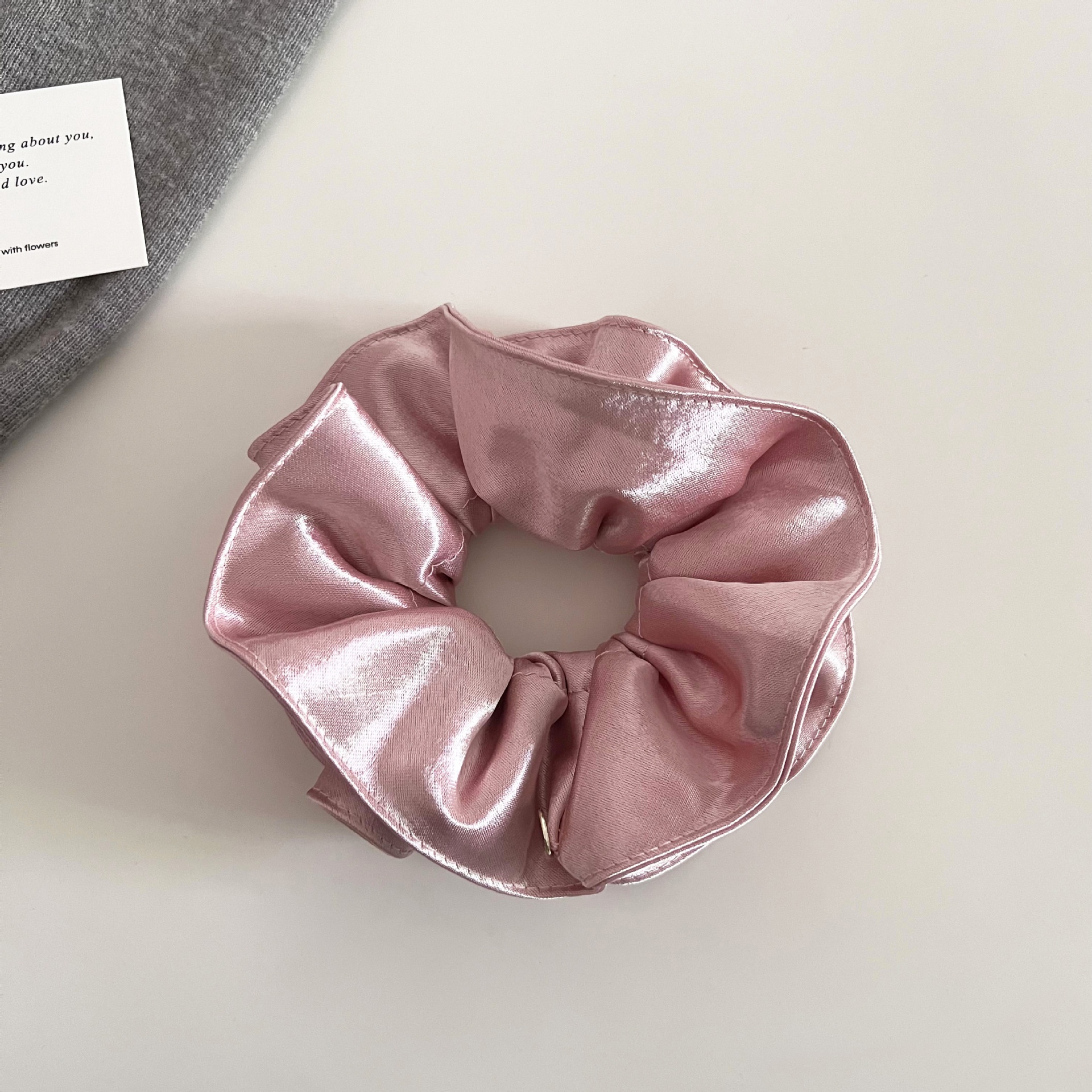 Women's Elegant Double Layer Pleated Satin Large Bow Hair Tie for Low Ponytails