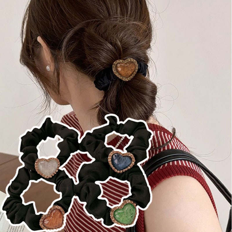 Women's Alloy Styling Hair Tie Heart Shape Coffee Dark Blue Green
