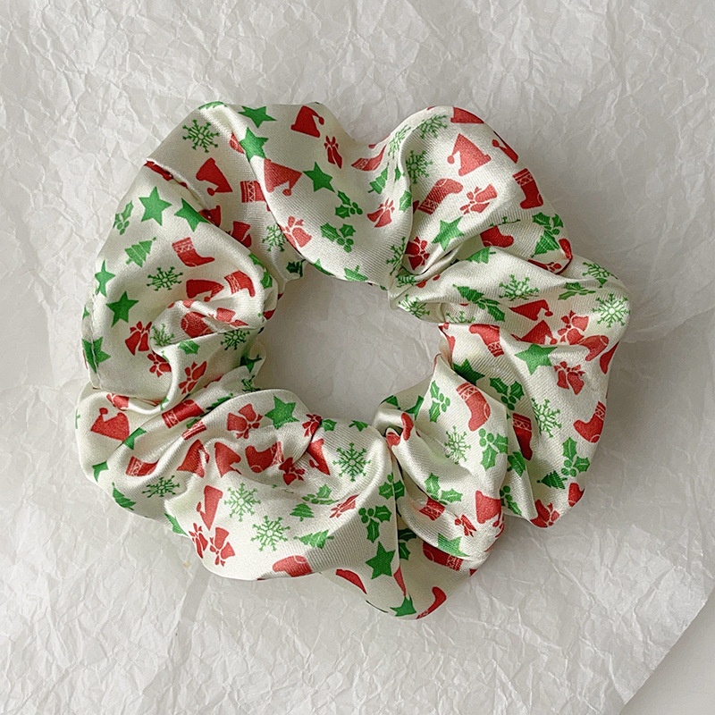 Women's Cute Holiday Hair Tie Christmas Tree Snowflake Socks Pattern